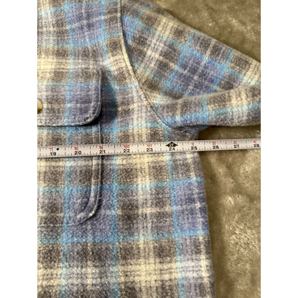 American Eagle Blue Plaid Cozy Fleece Shirt Jacket Shacket Womens Size M - Picture 4 of 6